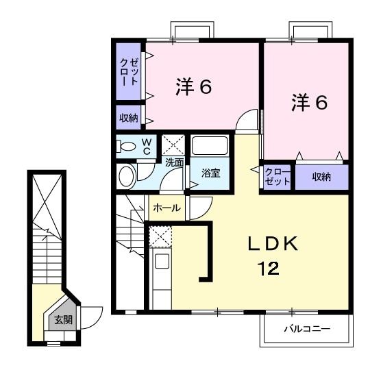 泉佐野市長滝のアパートの間取り