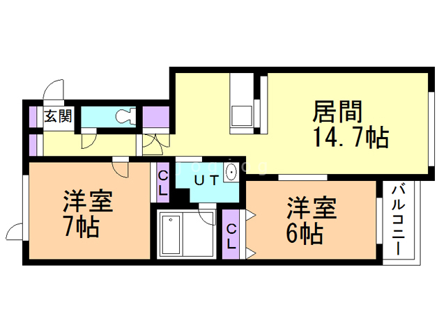 札幌市北区屯田十条のアパートの間取り