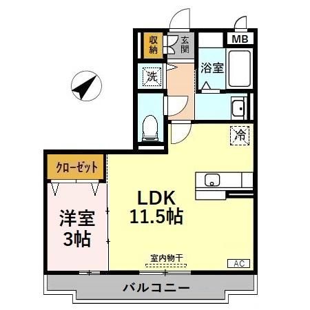 金沢市粟崎町のアパートの間取り