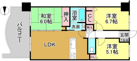 ロータリーマンション西大津ラクス・ヒルズの間取り