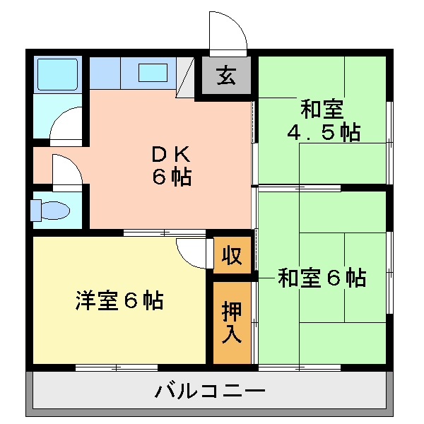 徳島市津田本町のアパートの間取り