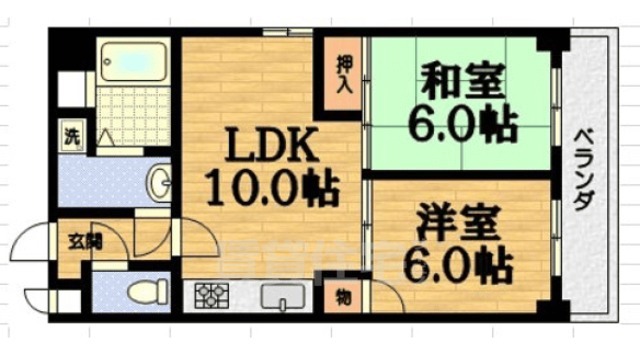 京都市伏見区深草西浦町３丁目のマンションの間取り