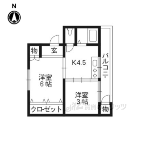 長岡京市一文橋のマンションの間取り