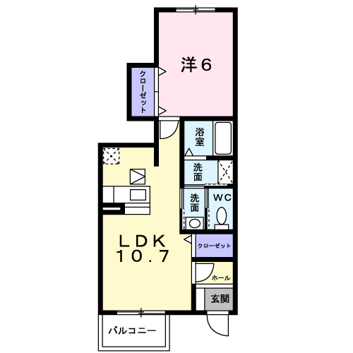 岡山市東区西大寺新地のアパートの間取り