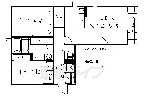 京都市右京区太秦安井春日町のマンションの間取り