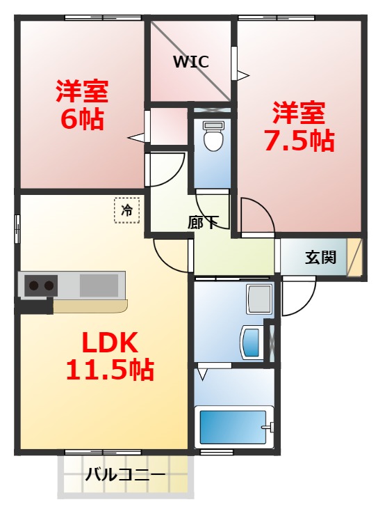 小田原市飯泉のアパートの間取り