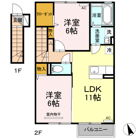 山形市双月町のアパートの間取り