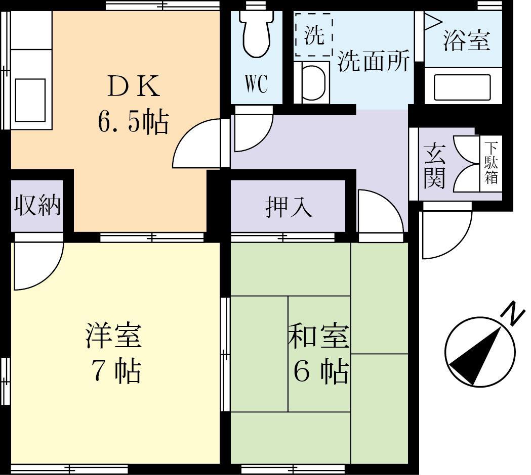 守谷市百合ケ丘のアパートの間取り