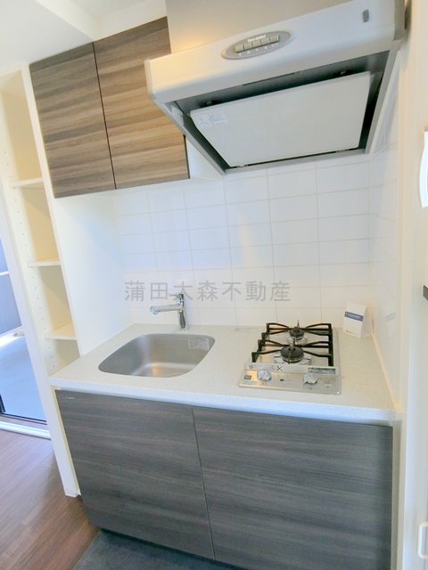 キッチン　横に棚付きがうれしい2口ガスシステムキッチン