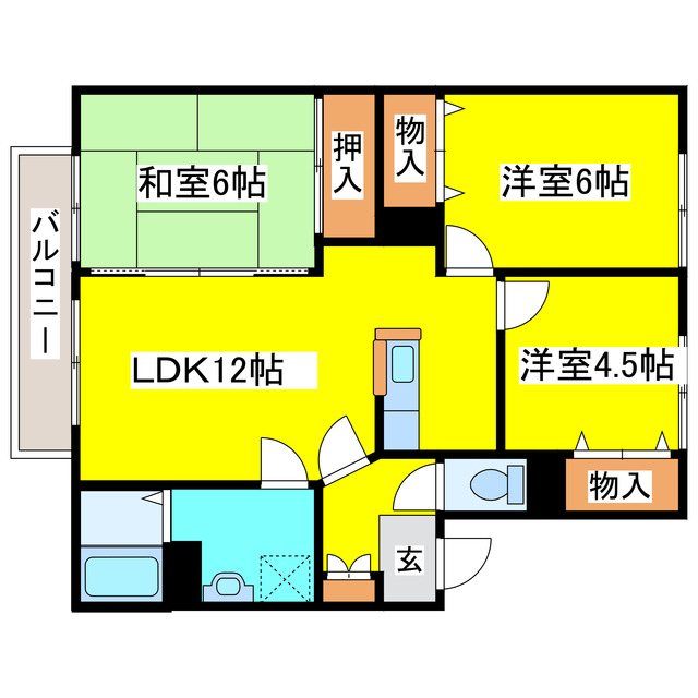 サンビレッジ平岡Dの間取り写真