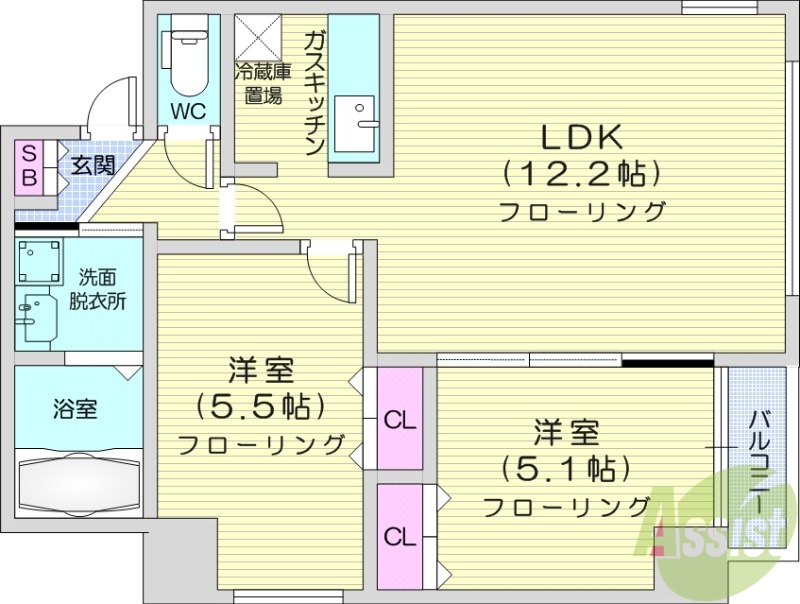 地下鉄南北線 幌平橋駅 徒歩19分 10階建 築21年の間取り写真