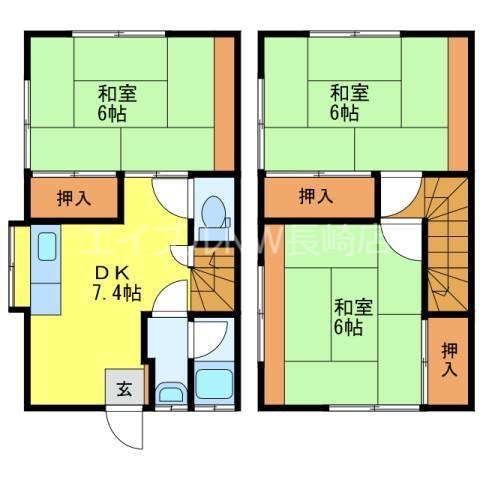 コーポ月津山 B棟の間取り