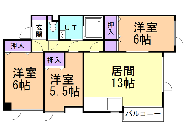 函館市中島町のマンションの間取り