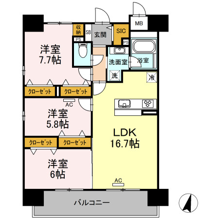 【福山市光南町のマンションの間取り】