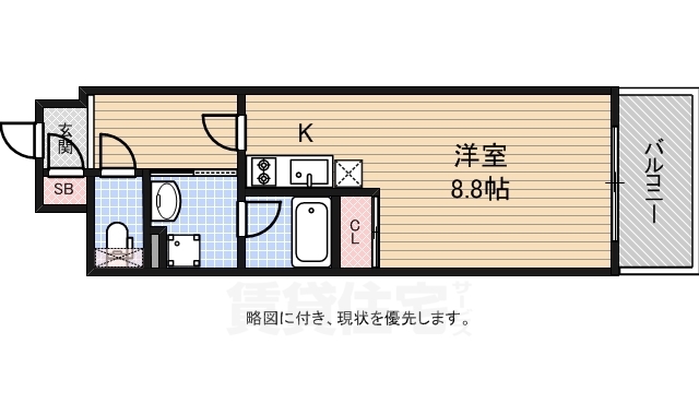 大阪市中央区船越町のマンションの間取り