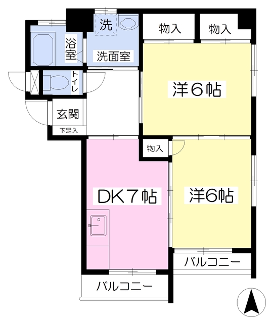 松山市木屋町のマンションの間取り