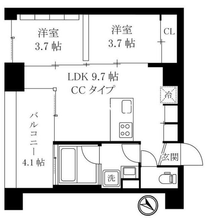 中央区日本橋浜町のマンションの間取り