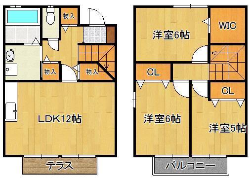 北九州市小倉南区蜷田若園のアパートの間取り