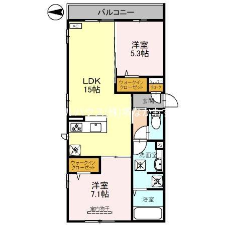 Ｄ－ｒｏｏｍ北花田の間取り