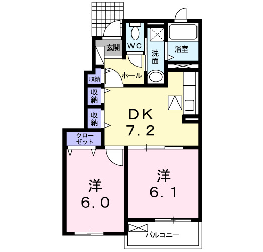 京都郡みやこ町豊津のアパートの間取り