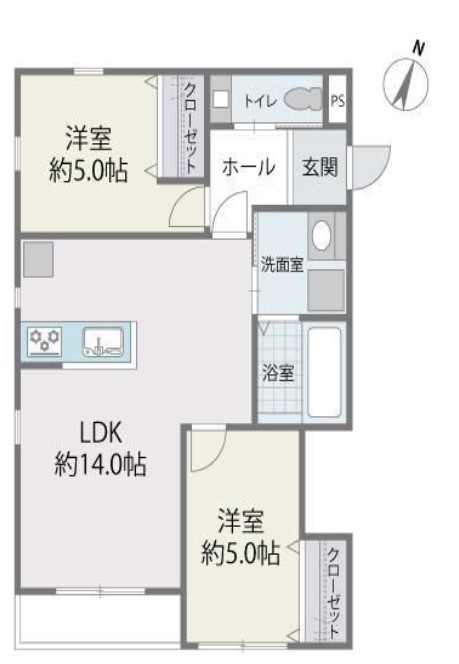 小郡市大保のアパートの間取り