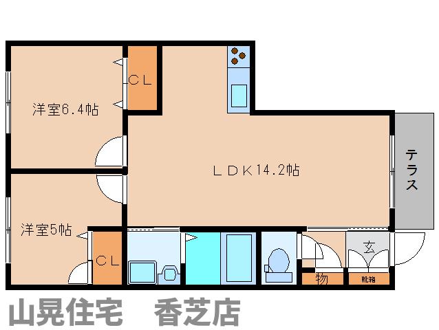 香芝市五位堂のアパートの間取り