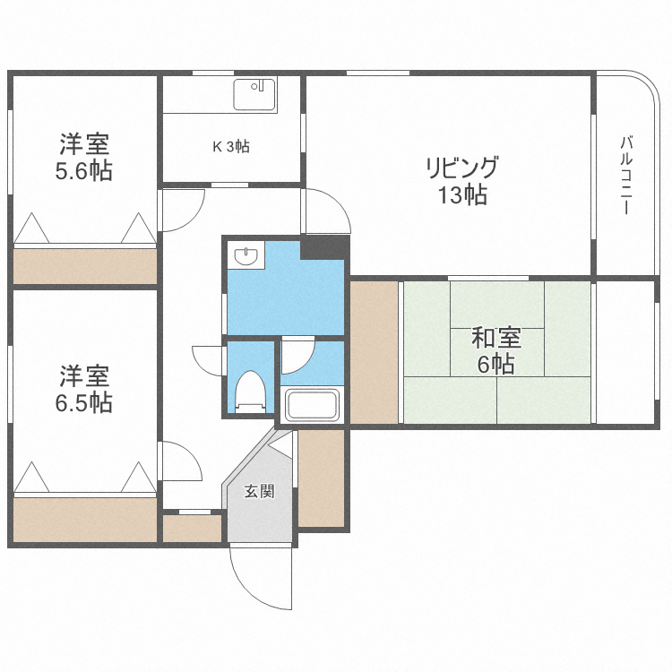 札幌市北区篠路八条のマンションの間取り