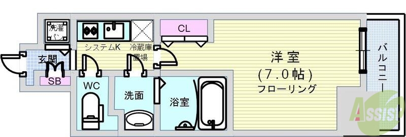 大阪市中央区釣鐘町のマンションの間取り