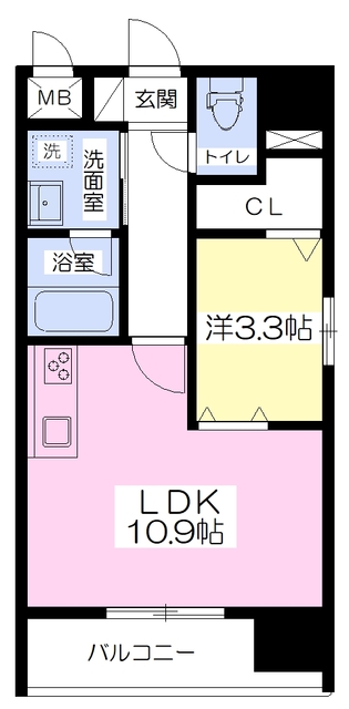 松山市千舟町のマンションの間取り