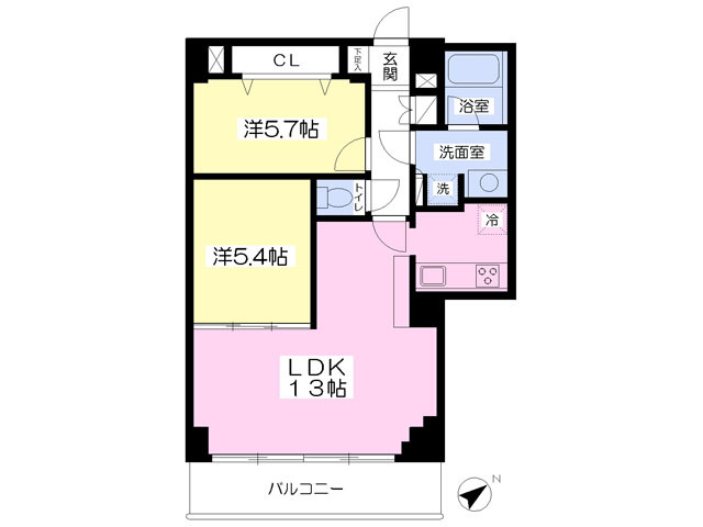 横浜市神奈川区青木町のマンションの間取り