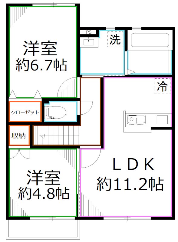 【小平市小川町のアパートの間取り】