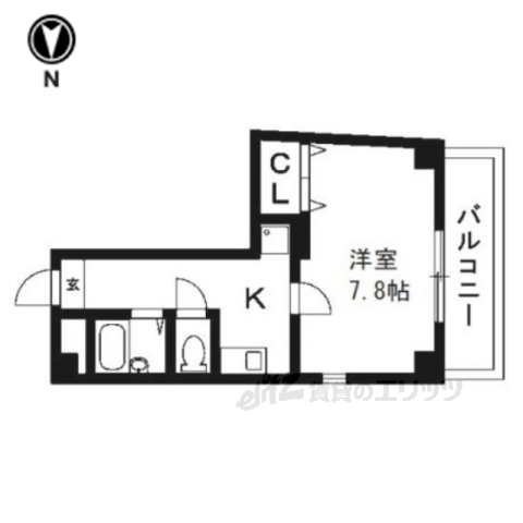 京都市左京区松ケ崎木ノ本町のマンションの間取り