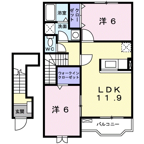 高島市今津町大供大門のアパートの間取り