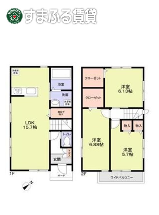 矢作ひそこ賃貸住宅　東棟の間取り