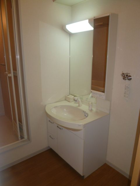 洗面設備　大きな洗面台付がつかいやすい