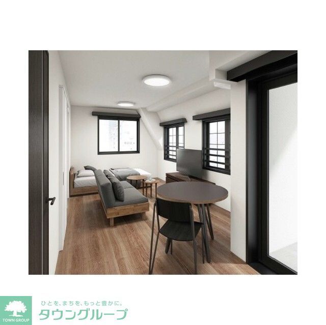 居室・リビング　207号室リノベーションパース画像です。