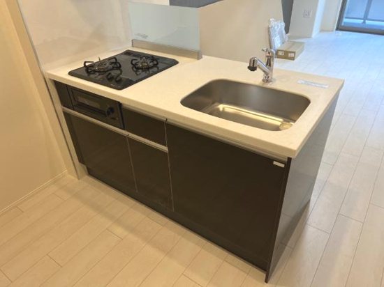 キッチン　グリル付き2口コンロのシステムキッチン♪※写真は工事中のもの
