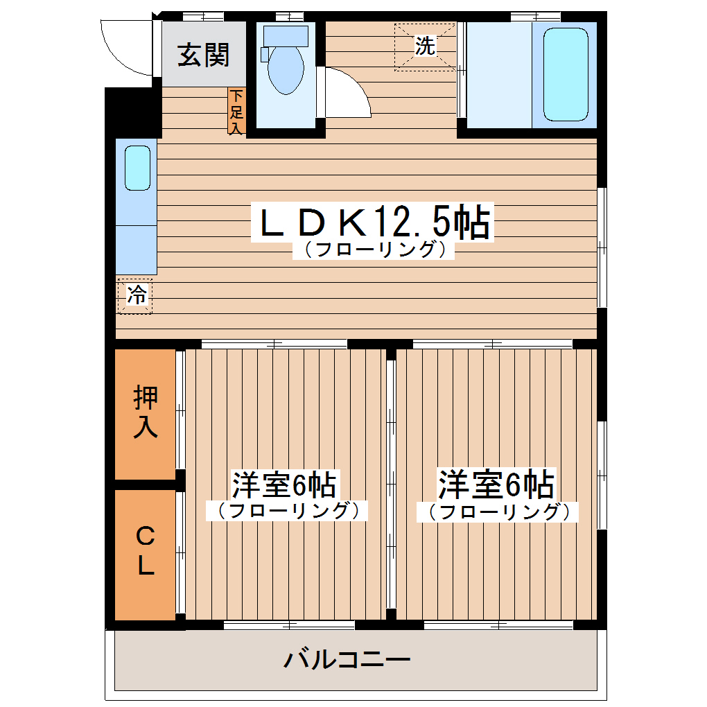 仙台市宮城野区福田町のマンションの間取り