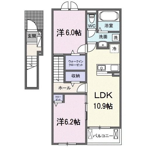 倉敷市広江のアパートの間取り