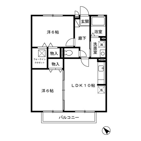 八王子市西寺方町のアパートの間取り