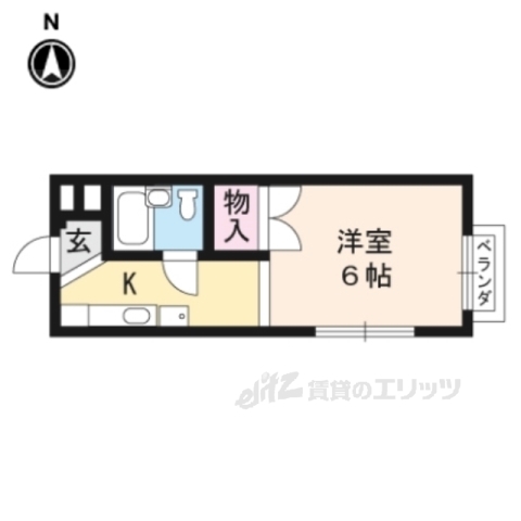 京都市山科区四ノ宮泉水町のアパートの間取り