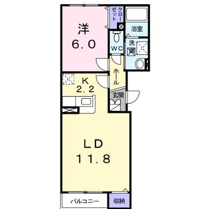 函館市桔梗のアパートの間取り