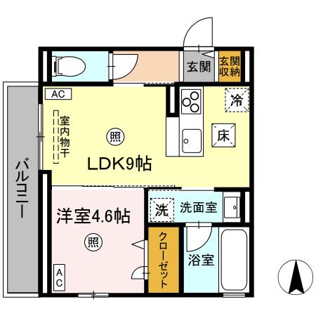 米子市観音寺新町のアパートの間取り