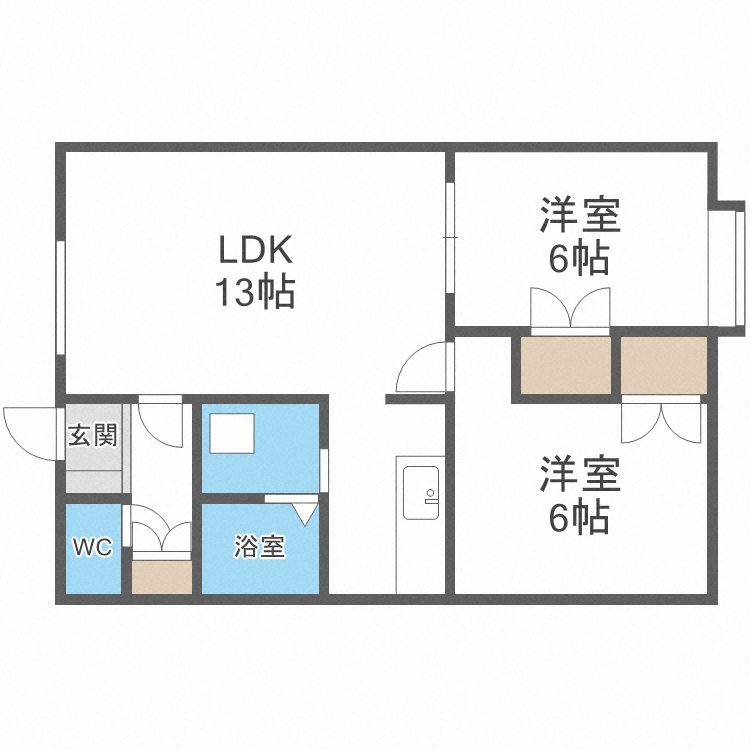 札幌市清田区平岡四条のアパートの間取り