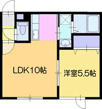 江別市野幌寿町のアパートの間取り