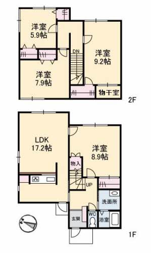 松江市上乃木のアパートの間取り