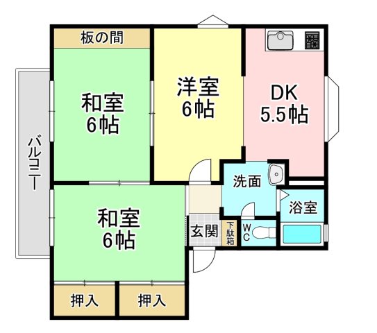 北九州市八幡西区南王子町のアパートの間取り