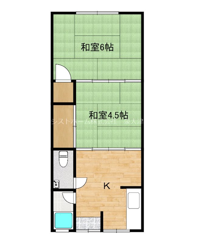 泉北郡忠岡町忠岡東のアパートの間取り