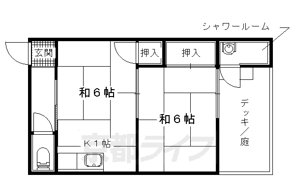 京都市山科区大塚中溝のアパートの間取り