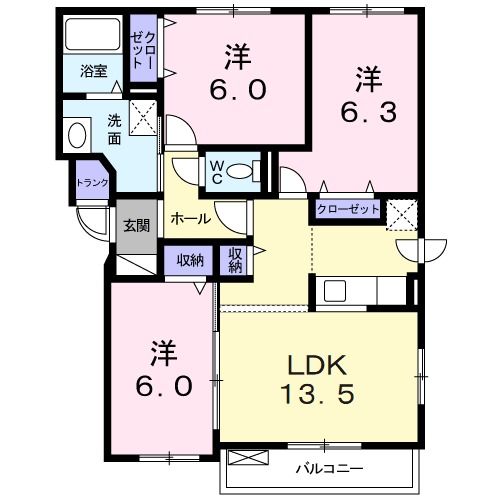 ベルソーレ山鼻の間取り